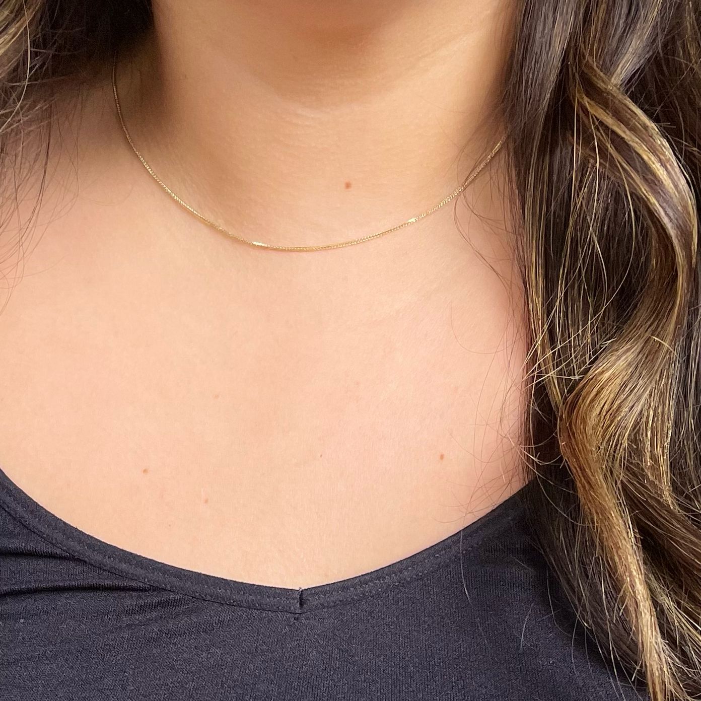 14K Yellow gold adjustable wheat necklace.