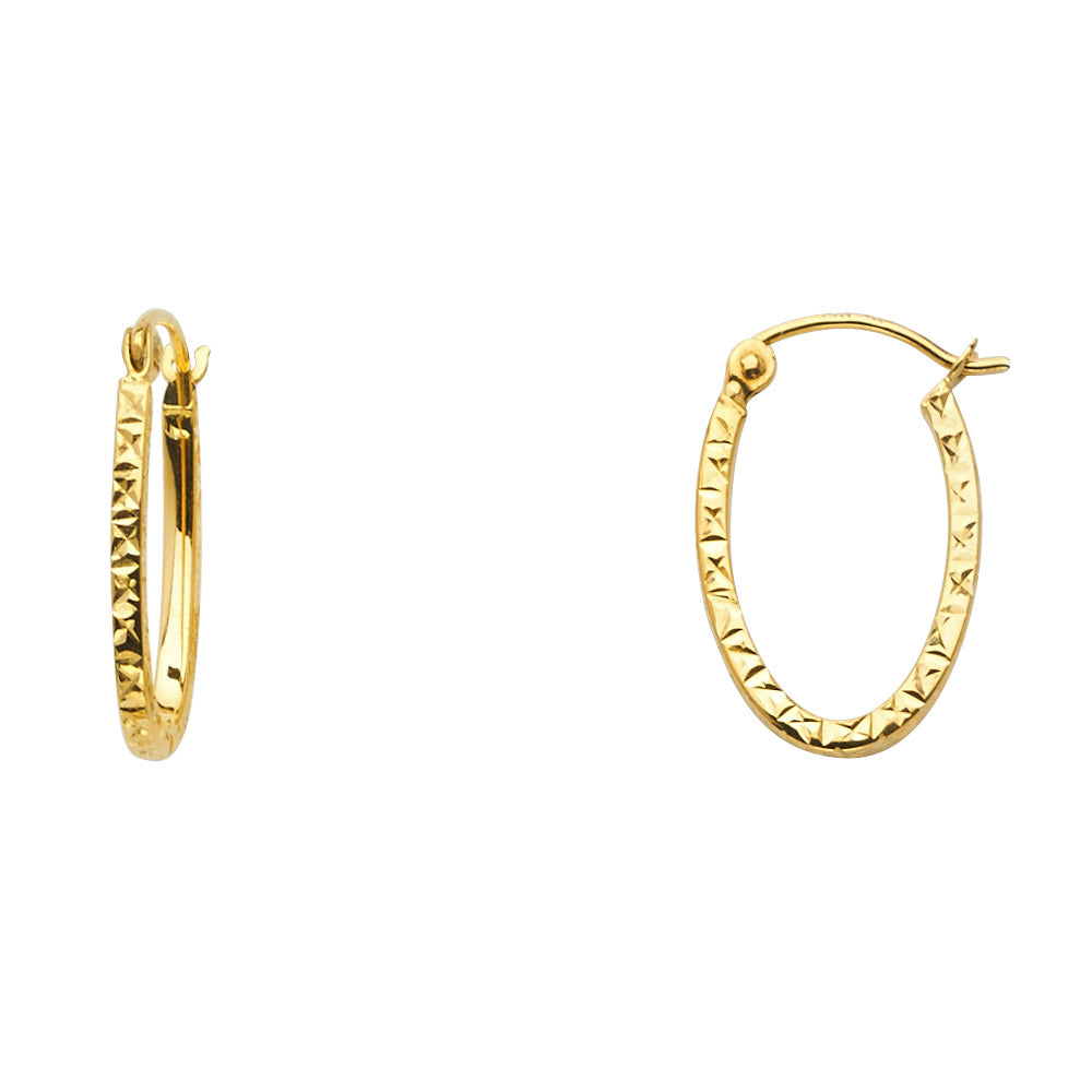 Oval Diamond Cut Hoop