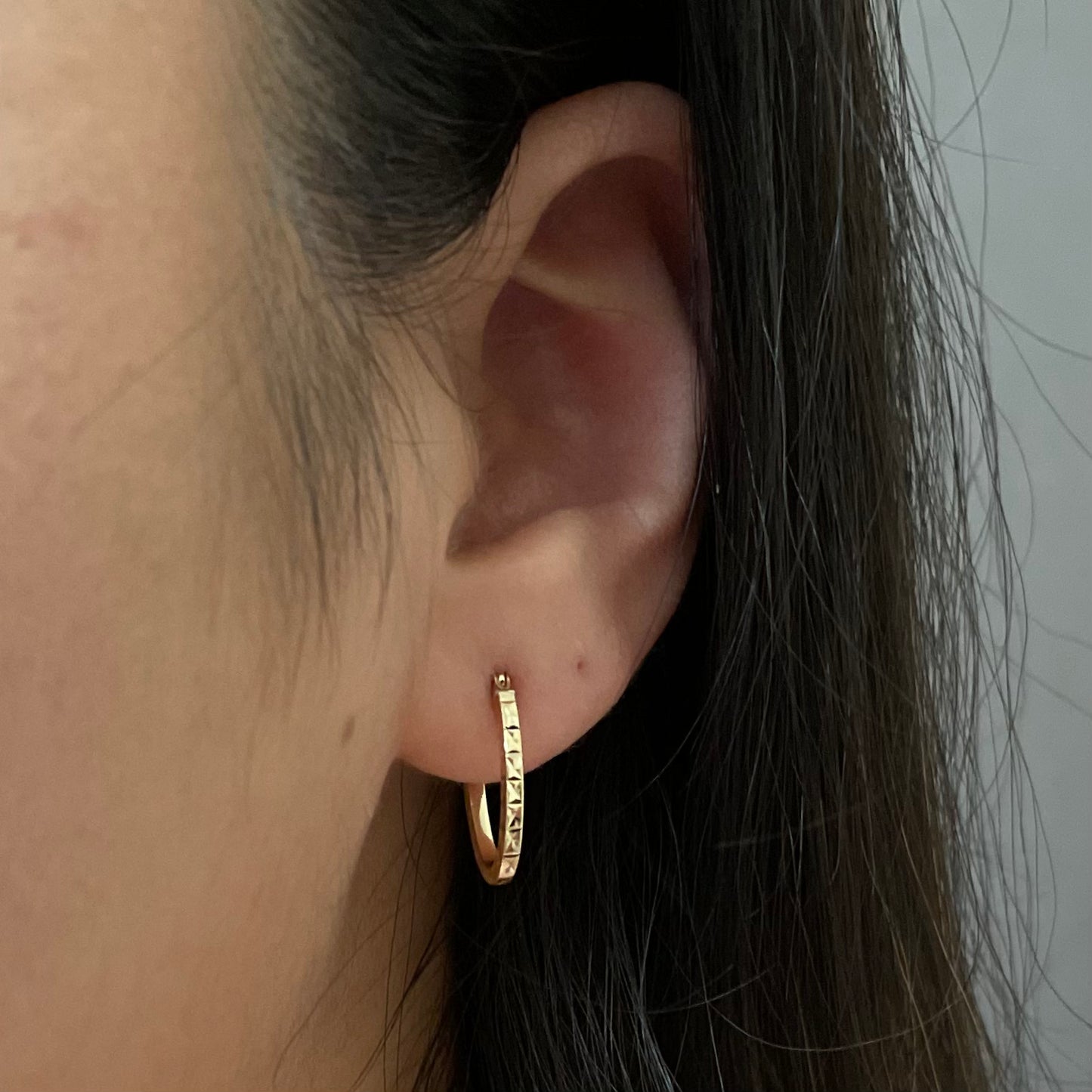 Oval Diamond Cut Hoop