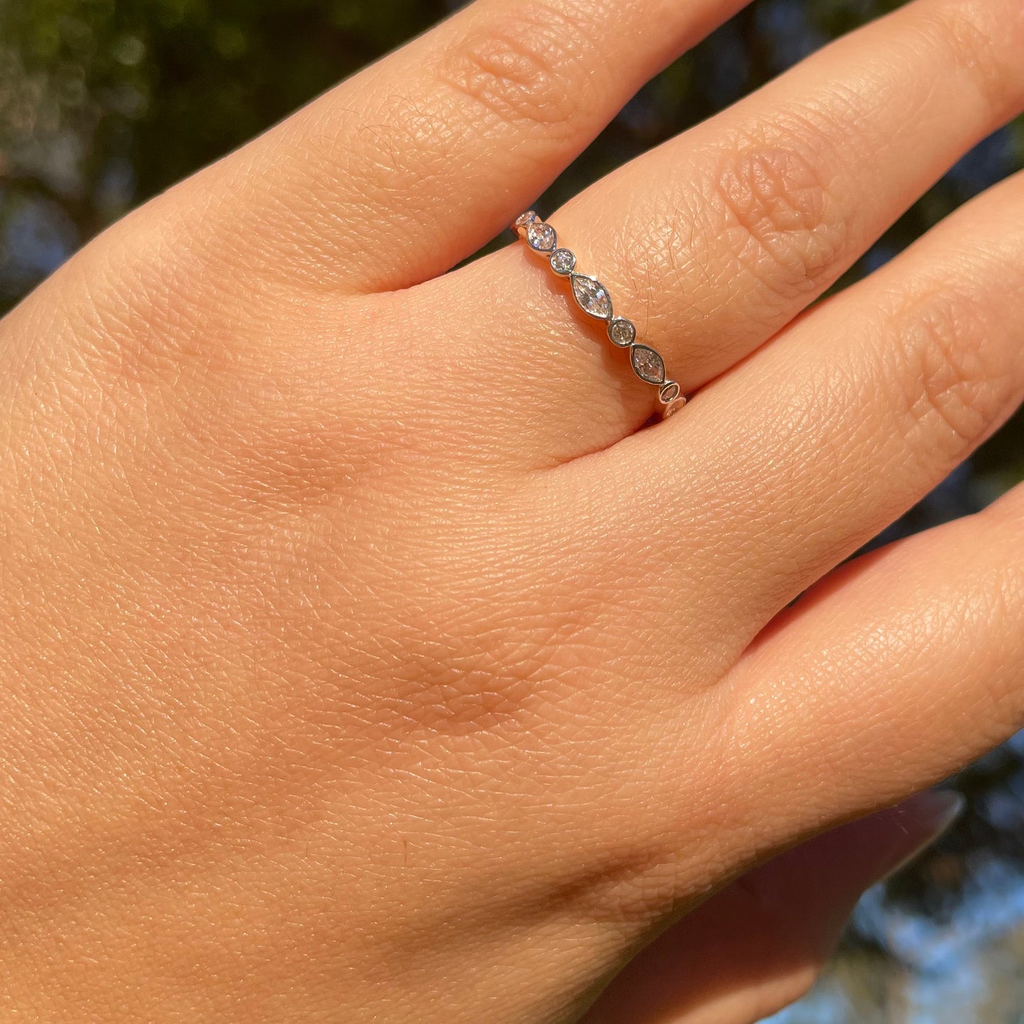Two-Tone Lace Eternity Sim-Diamond Band