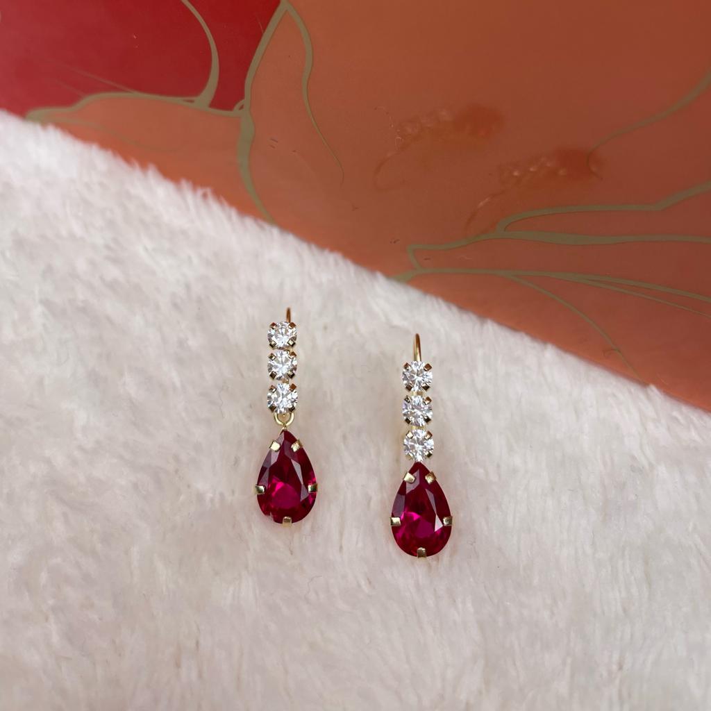 Red Tear Drop Earrings