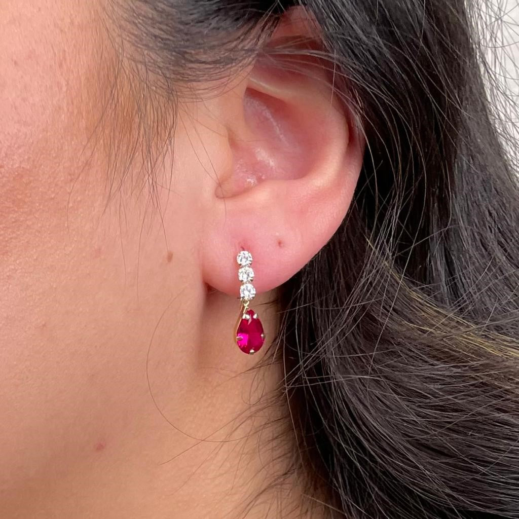 Red Tear Drop Earrings
