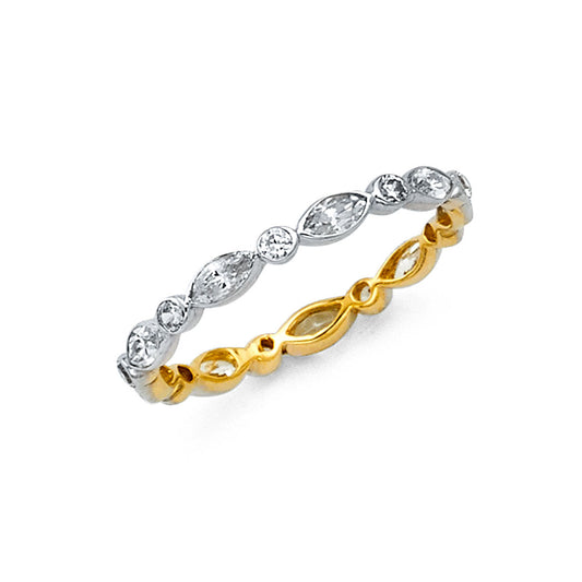 Two-Tone Lace Eternity Sim-Diamond Band