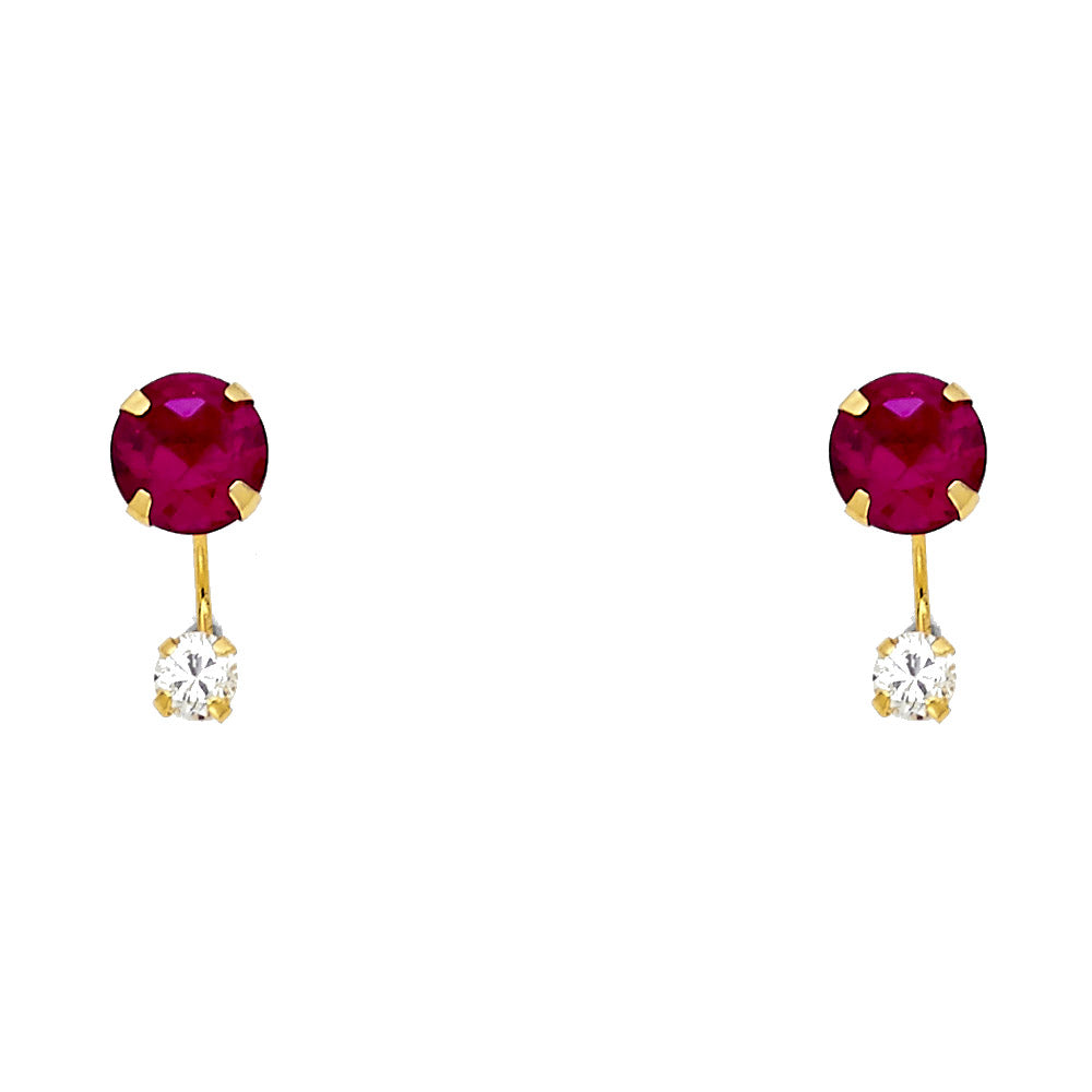 Front and Back Ruby Red and Sim Diamond Earring