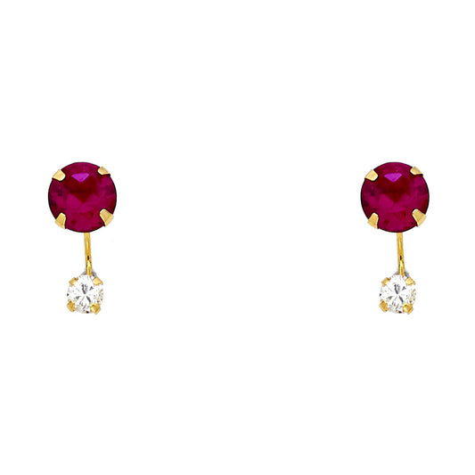 Front and Back Ruby Red and Sim Diamond Earring
