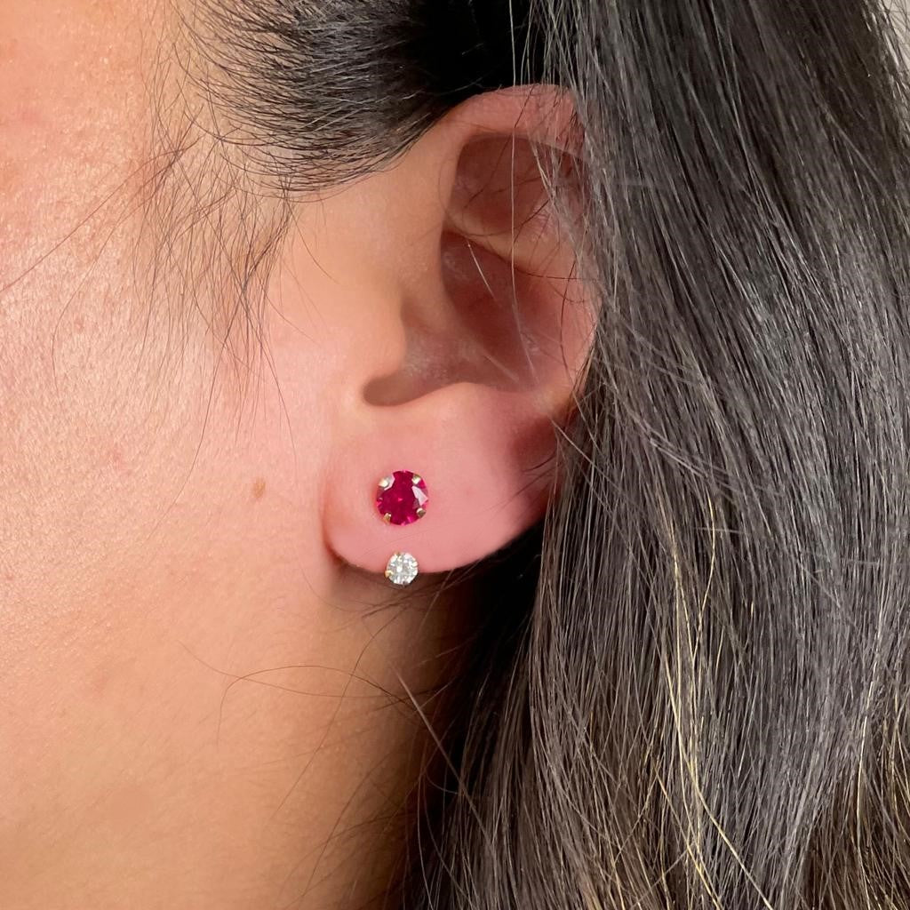 Front and Back Ruby Red and Sim Diamond Earring